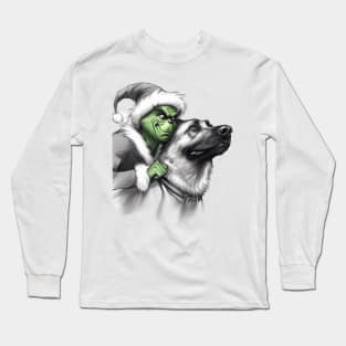 The Grinch and Dog Christmas tee Long Sleeve T-Shirt